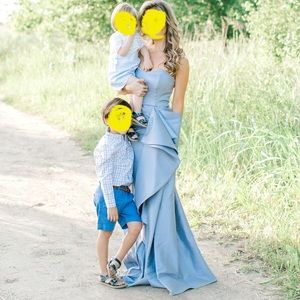 Badgley Mischka light blue evening gown